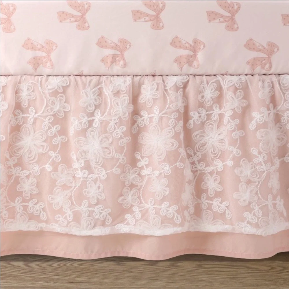 Blush Pink Patchwork Quilted Baby Bedding Set